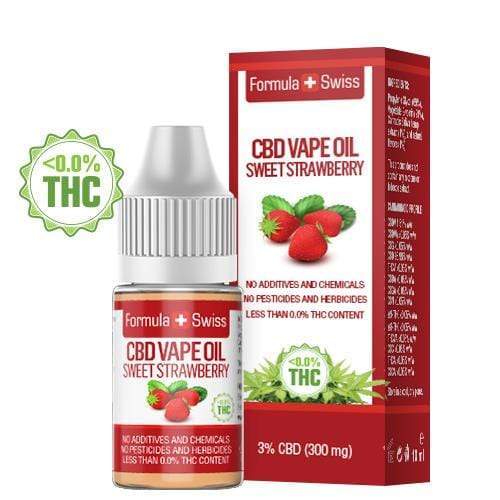Formula Swiss CBD veibiõli – magus maasikas, 3% CBD (300 mg), 10 ml pudel ja karp