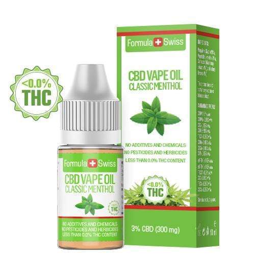 Formula Swiss CBD veibiõli Classic Menthol, 3% CBD (300 mg), 10 ml pudel ja karp