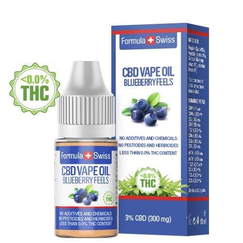 Formula Swiss CBD veibiõli Blueberry Feels, 3% CBD (300 mg), 10 ml pudel ja karp