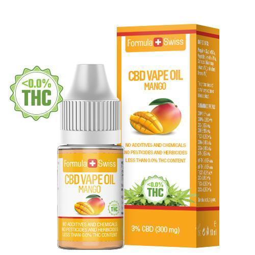 Formula Swiss CBD veibiõli – mango, 3% CBD (300 mg), 10 ml pudel ja karp