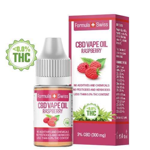 Formula Swiss CBD veibiõli – vaarikas, 3% CBD (300 mg), 10 ml pudel ja karp